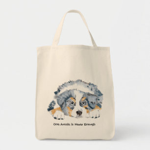 Blue Merle Australian Shepherd Puppy Tote Bag