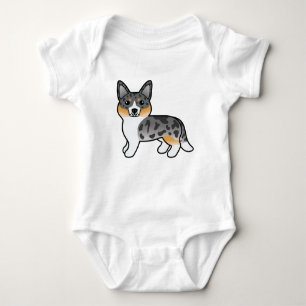 Blue Merle Cardigan Welsh Corgi Cartoon Dog Baby Bodysuit