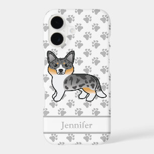 Blue Merle Cardigan Welsh Corgi Dog & Name