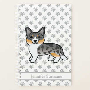 Blue Merle Cardigan Welsh Corgi Dog & Text Planner