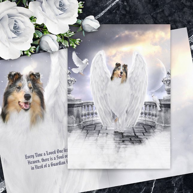 Blue Merle Collie Angel Heaven - Pet Loss Sympathy Card (Creator Uploaded)