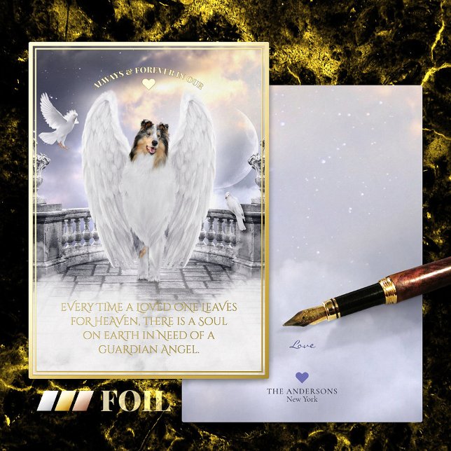 Blue Merle Collie Angel - Pet Sympathy Foil Card (Creator Uploaded)
