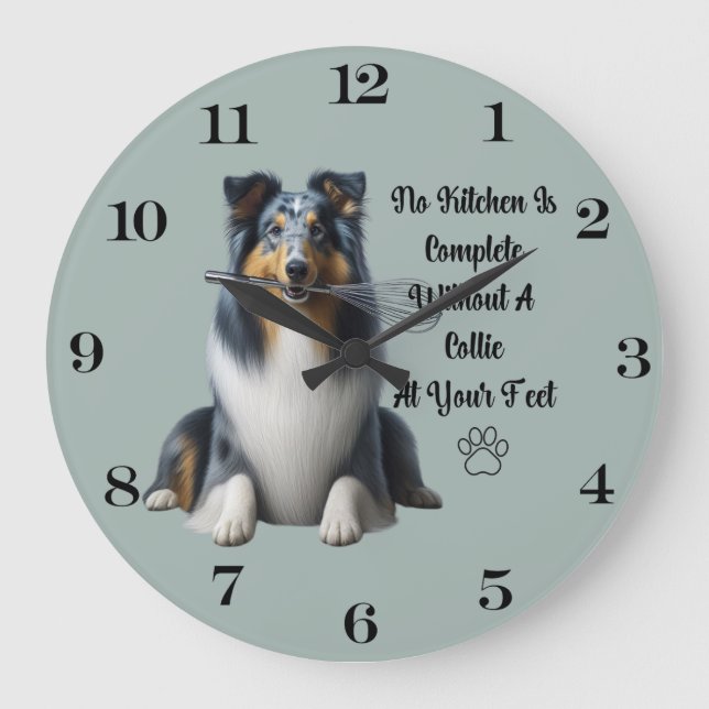Blue Merle Collie Clock (Front)