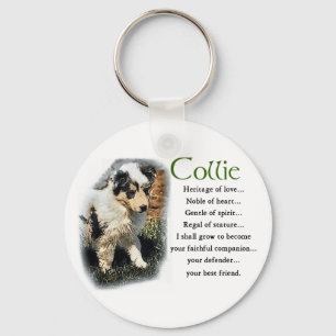 Blue Merle Collie Gifts Key Ring