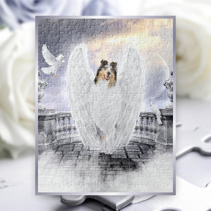 Blue Merle Collie Guardian Angel in Dog Heaven - Jigsaw Puzzle