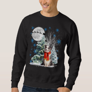 Blue Merle Collie Under Moonlight Snow Christmas P Sweatshirt