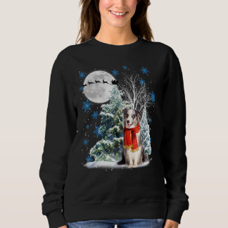 Blue Merle Collie Under Moonlight Snow Christmas P Sweatshirt