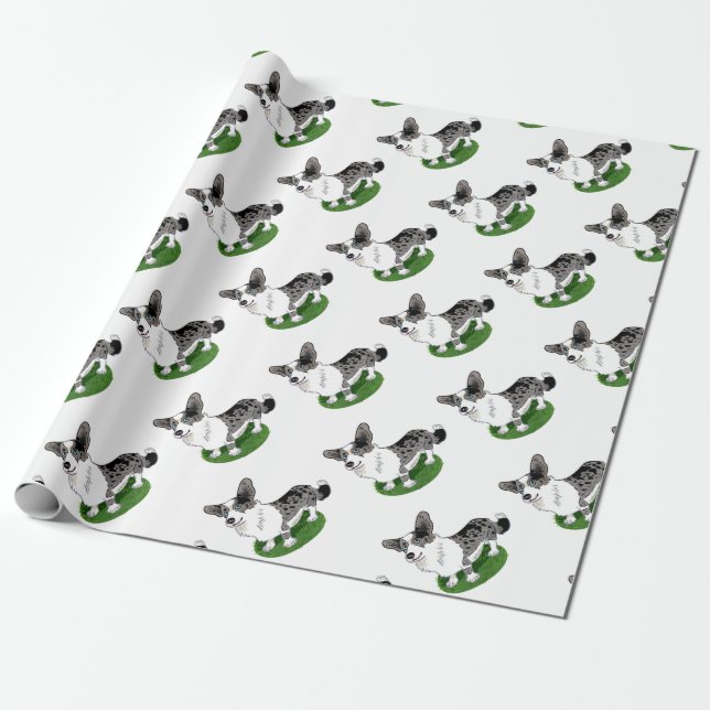 Blue merle, Corgi Cardigan. Wrapping Paper (Unrolled)