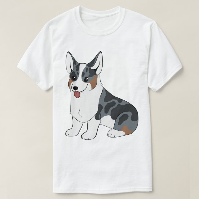 Blue Merle Corgi T-Shirt (Design Front)