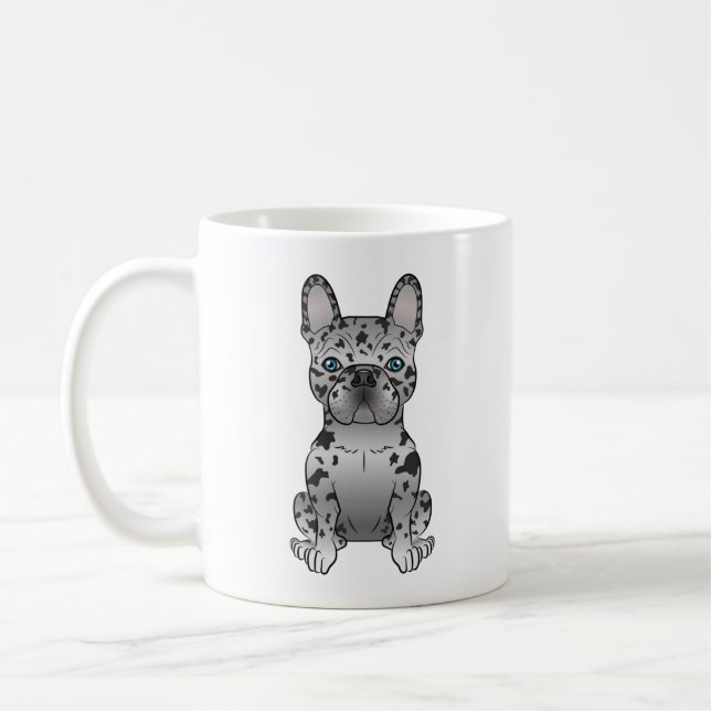 Blue Merle French Bulldog / Frenchie Cartoon Dog Coffee Mug (Left)