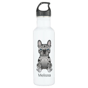 Blue Merle French Bulldog Frenchie Cute Dog & Name 710 Ml Water Bottle