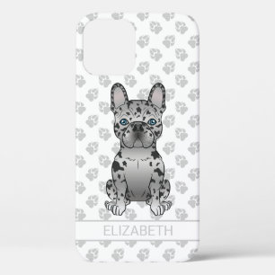 Blue Merle French Bulldog Frenchie Cute Dog & Name iPhone 12 Case