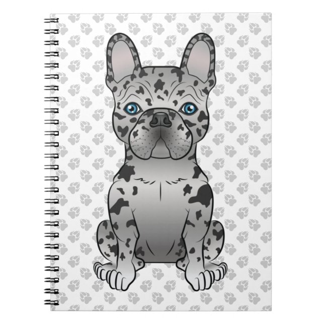 Blue Merle French Bulldog Frenchie Cute Dog & Paws Notebook (Front)