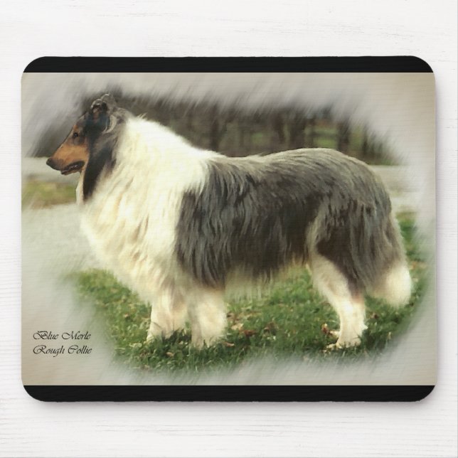 Blue Merle Rough Collie Art Gifts Mouse Pad (Front)