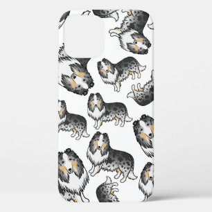 Blue Merle Rough Collie Cute Cartoon Dog Pattern iPhone 12 Case