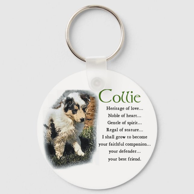Blue Merle Rough Collie Gifts Key Ring (Front)