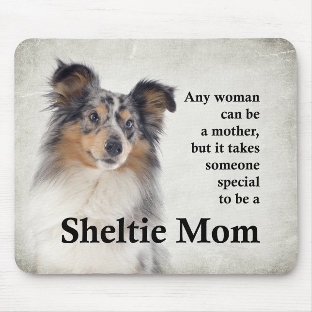 Blue Merle Sheltie Mum Mousepad (Front)