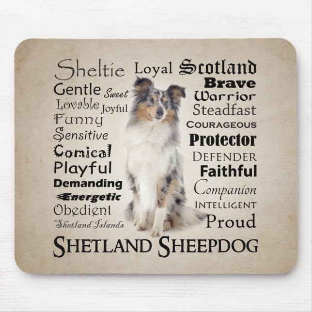 Blue Merle Sheltie Traits Mousepad (Front)
