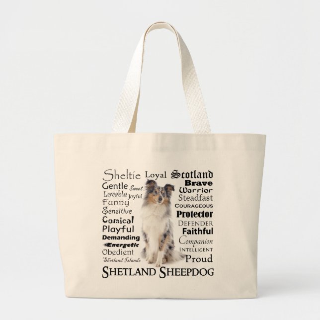 Blue Merle Sheltie Traits Tote (Front)