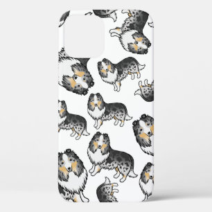 Blue Merle Shetland Sheepdog Cartoon Dog Pattern iPhone 12 Case
