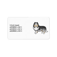Blue Merle Shetland Sheepdog Cartoon Dog & Text
