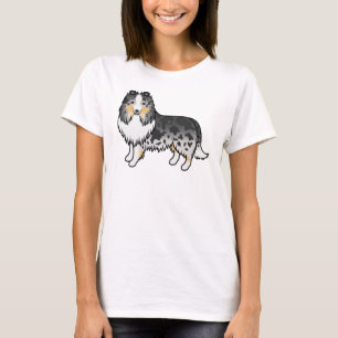 Blue Merle Shetland Sheepdog Sheltie Cartoon Dog T-Shirt