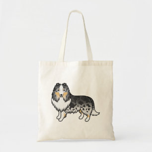 Blue Merle Shetland Sheepdog Sheltie Cartoon Dog Tote Bag