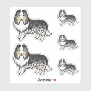 Blue Merle Shetland Sheepdog Sheltie Cartoon Dogs