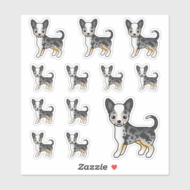 Blue Merle Smooth Coat Chihuahua Cute Cartoon Dogs (Sheet)