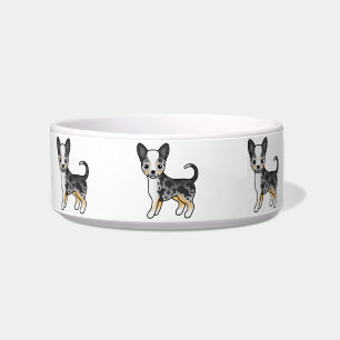 Blue Merle Smooth Coat Chihuahua Cute Cartoon Dogs Bowl