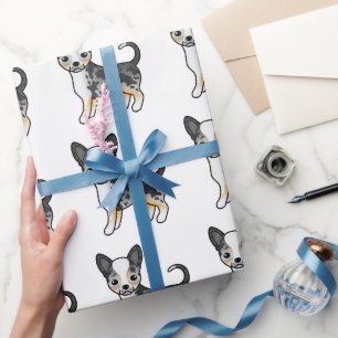 Blue Merle Smooth Coat Chihuahua Cute Dog Pattern Wrapping Paper