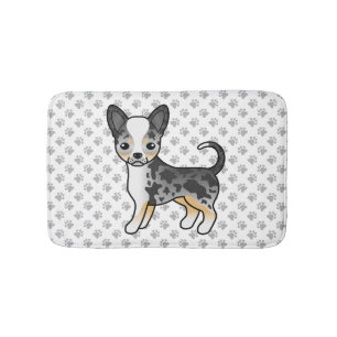 Blue Merle Smooth Coat Chihuahua Dog & Paws Bath Mat