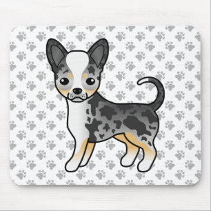 Blue Merle Smooth Coat Chihuahua Dog & Paws Mouse Pad