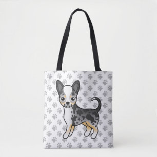 Blue Merle Smooth Coat Chihuahua Dog & Paws Tote Bag
