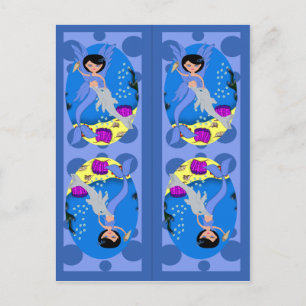 Blue Mermaid and Merfaery Bookmarks Postcard