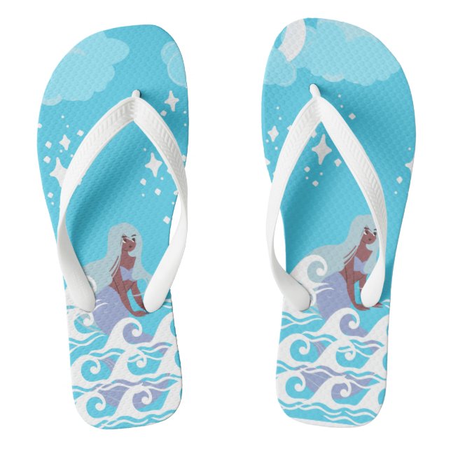 Blue Mermaid Flip Flops  (Footbed)