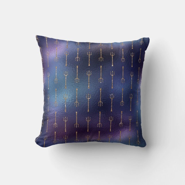 Blue Mermaid Glitter - Trident pattern - Cushion (Front)
