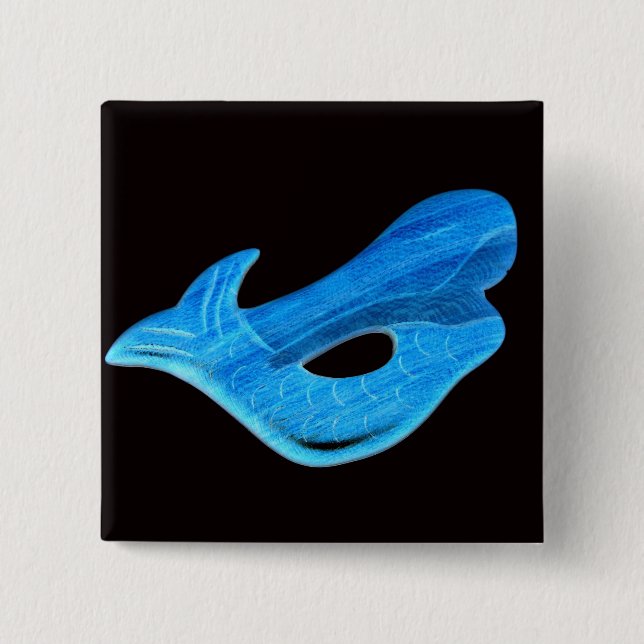 blue mermaid on black button (Front)