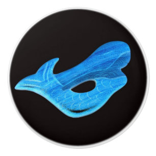 blue mermaid on black ceramic knob