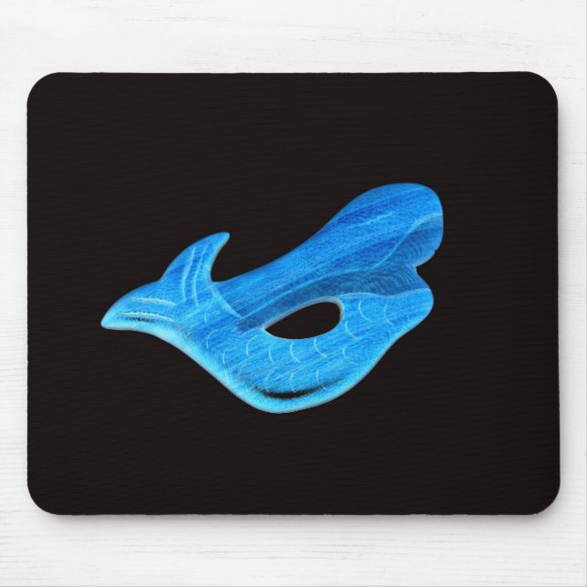 blue mermaid on black mousepad (Front)