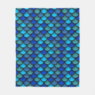 Blue Mermaid Pattern Fleece Blanket