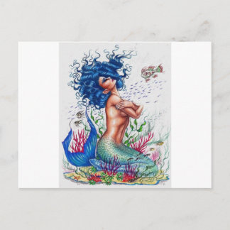 Blue mermaid postcard