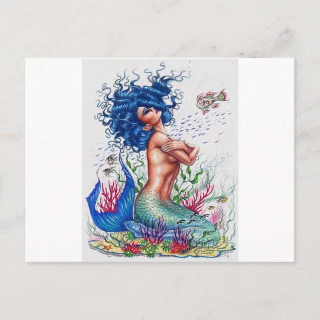 Blue mermaid postcard (Front)