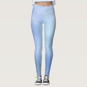 Blue Mermaid Scale Pattern Leggings