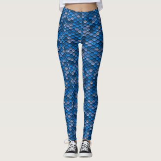 Blue Mermaid Scale Print Leggings