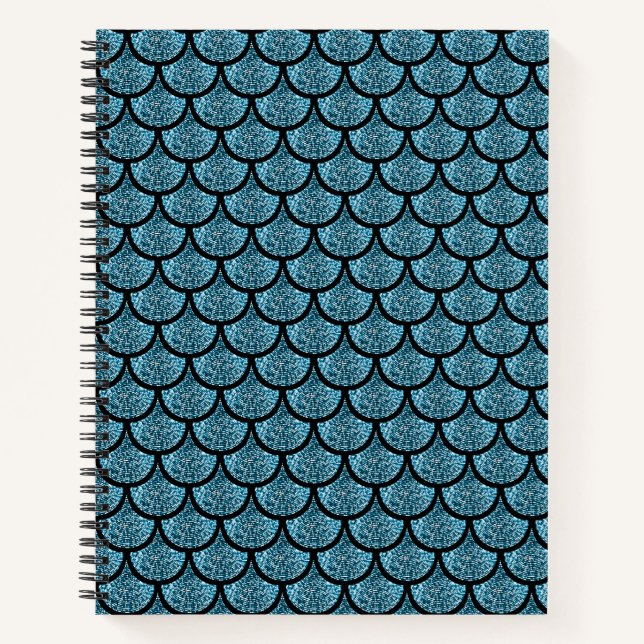 Blue mermaid scale with glitter effect notebook (Front)
