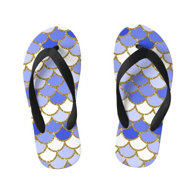 Blue Mermaid Scales Kid's Thongs (Footbed)