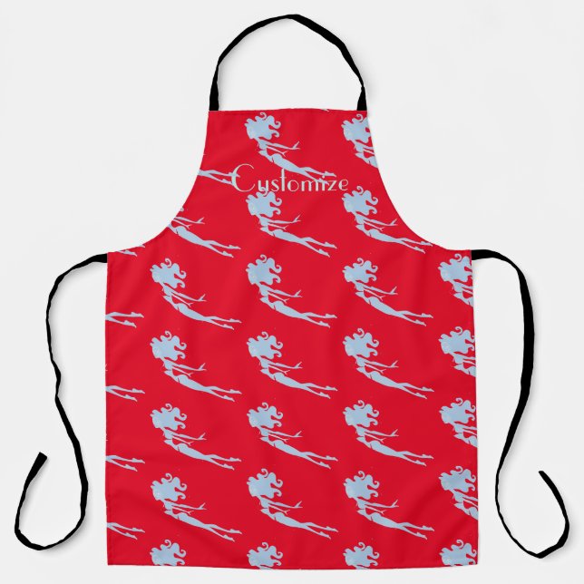 Blue Mermaid Swimmer Thunder_Cove Apron (Front)