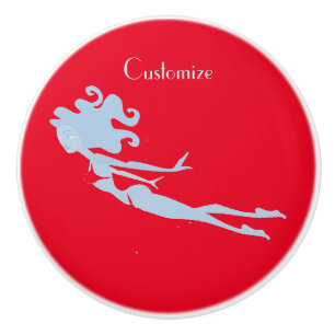Blue Mermaid Swimmer Thunder_Cove Ceramic Knob