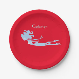 Blue Mermaid Swimmer Thunder_Cove Paper Plate